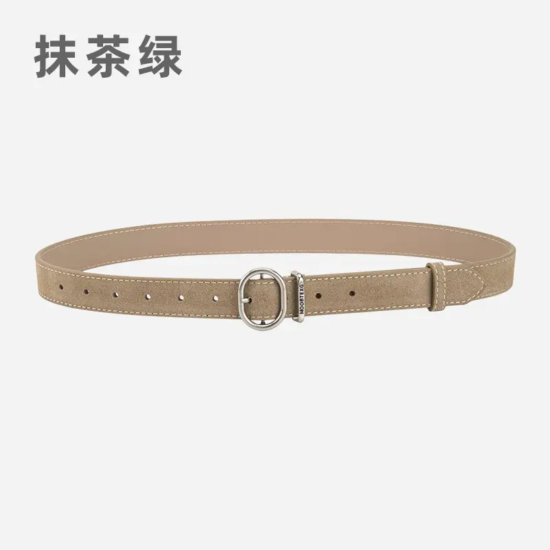Black Matte Leather Belt with Silver Buckle for Women - Image 8