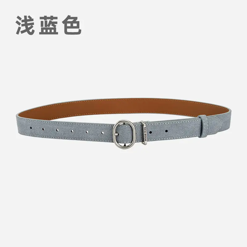 Black Matte Leather Belt with Silver Buckle for Women - Image 9