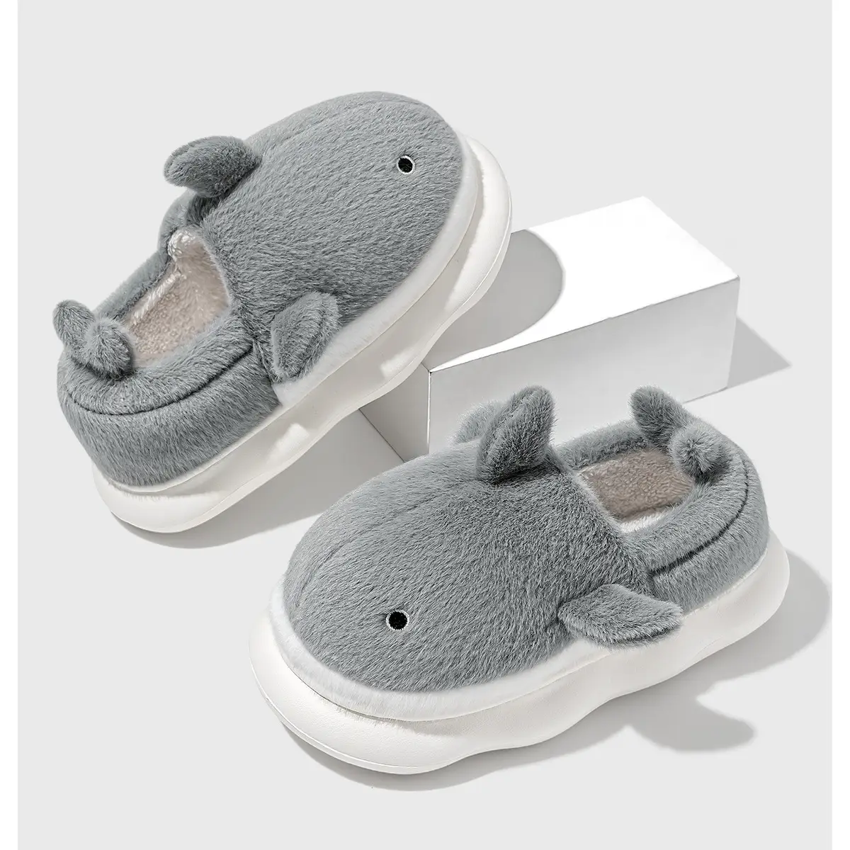 Women's Blue Whale Fleece Slippers Winter Warm Indoor — feature 18