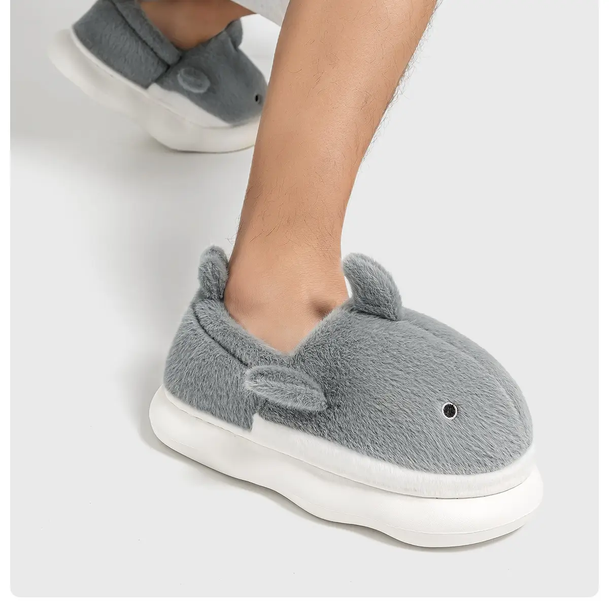 Women's Blue Whale Fleece Slippers Winter Warm Indoor — feature 4