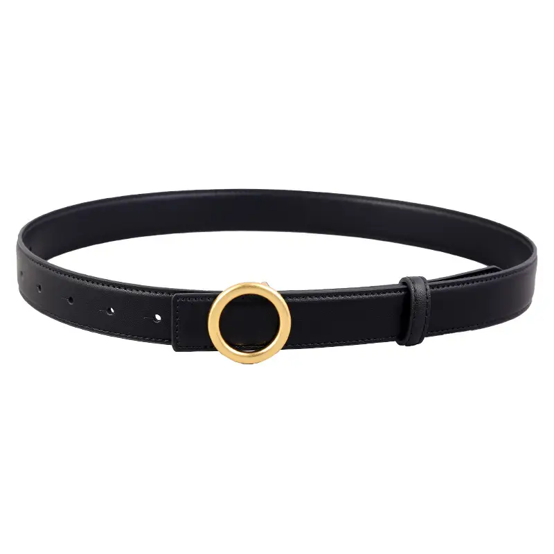 Women's Genuine Leather Belt with Gold Buckle Brown - Image 8
