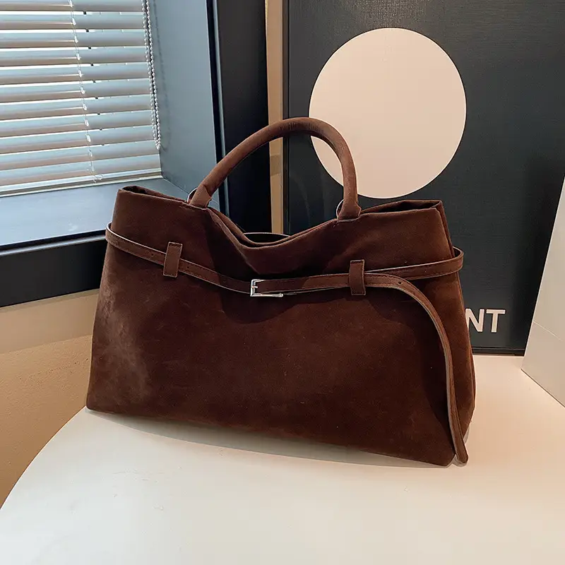 Women Vintage Frosted Leather Tote Bag Brown 2024 - Image 6