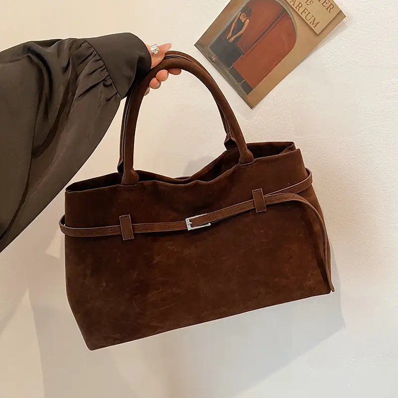 Women Vintage Frosted Leather Tote Bag Brown 2024 - Image 7