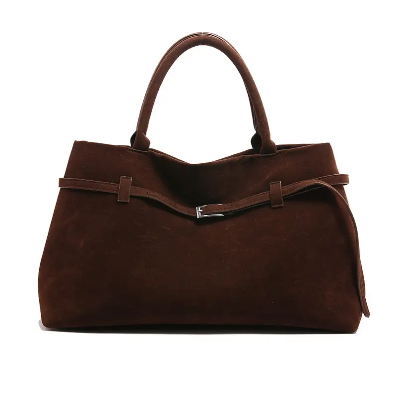Women Vintage Frosted Leather Tote Bag Brown 2024 - Image 9