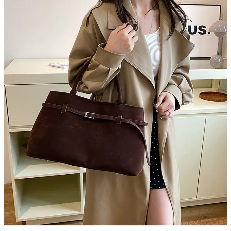 Women Vintage Frosted Leather Tote Bag Brown 2024 — feature 15
