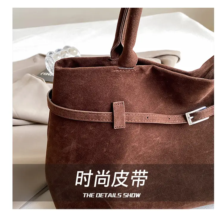 Women Vintage Frosted Leather Tote Bag Brown 2024 — feature 4