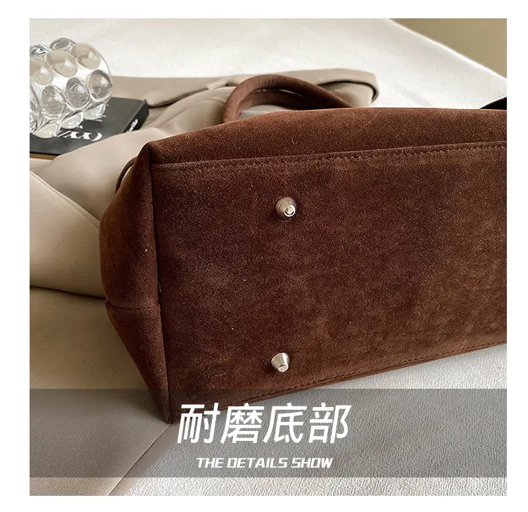 Women Vintage Frosted Leather Tote Bag Brown 2024 — feature 5