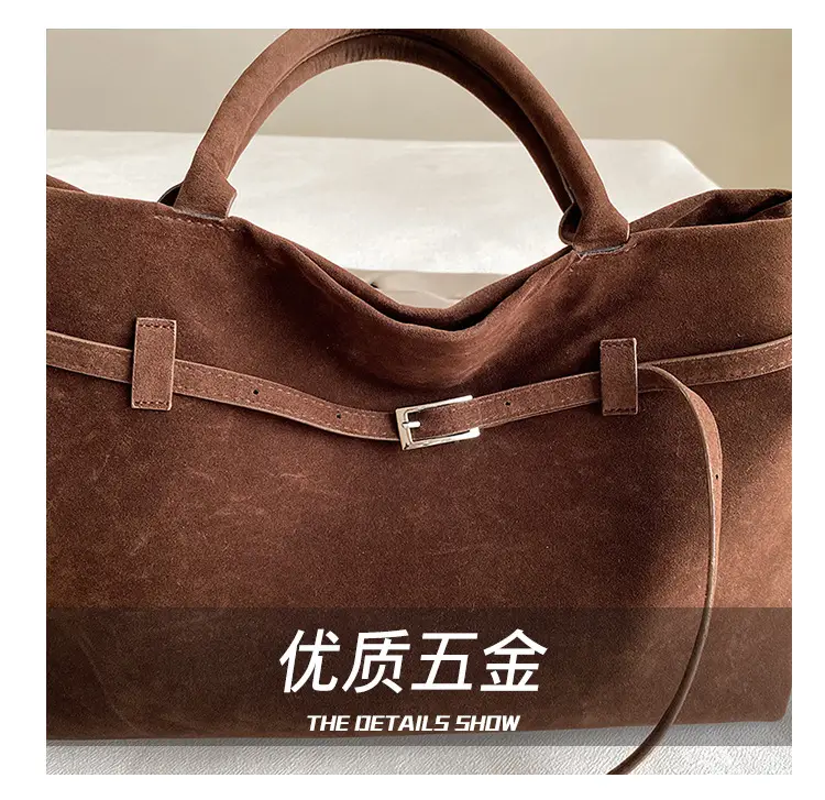 Women Vintage Frosted Leather Tote Bag Brown 2024 — feature 6