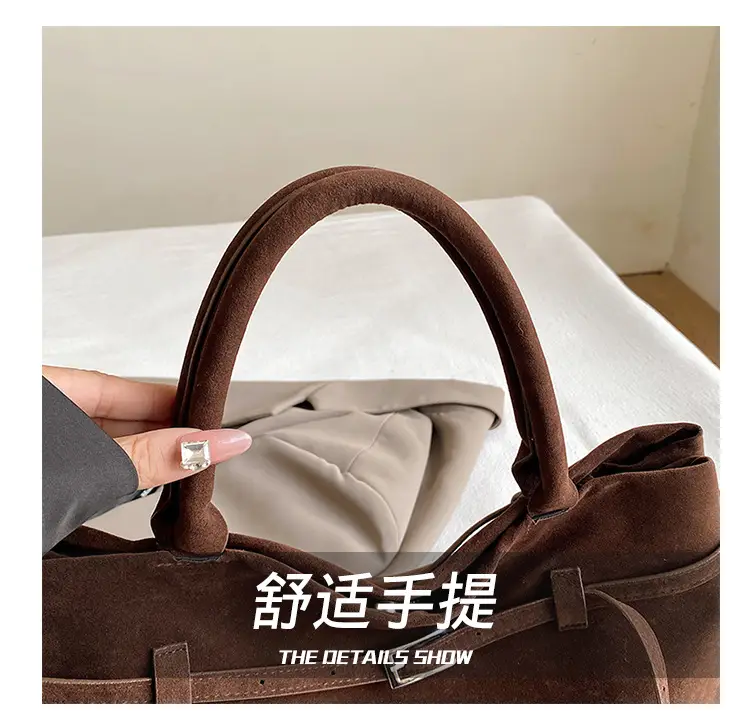 Women Vintage Frosted Leather Tote Bag Brown 2024 — feature 7