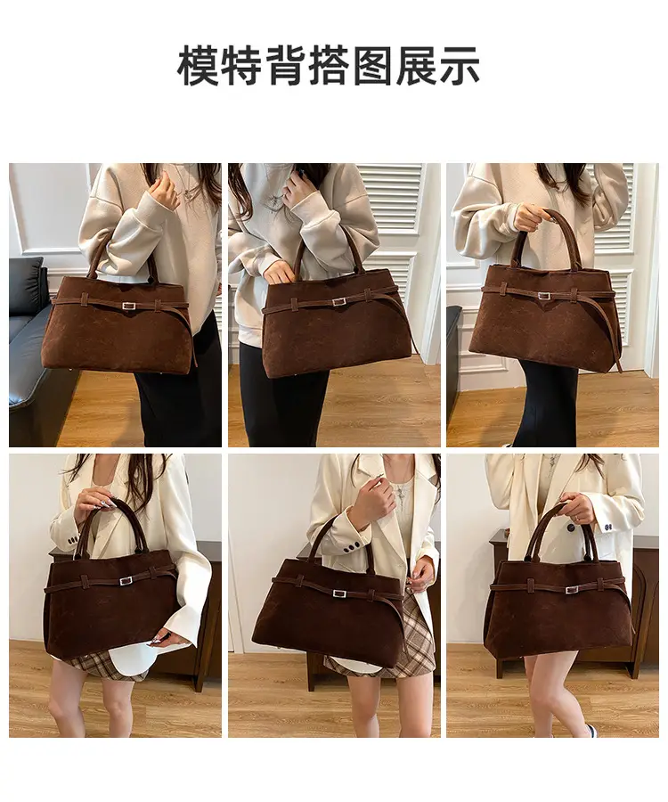 Women Vintage Frosted Leather Tote Bag Brown 2024 — feature 8