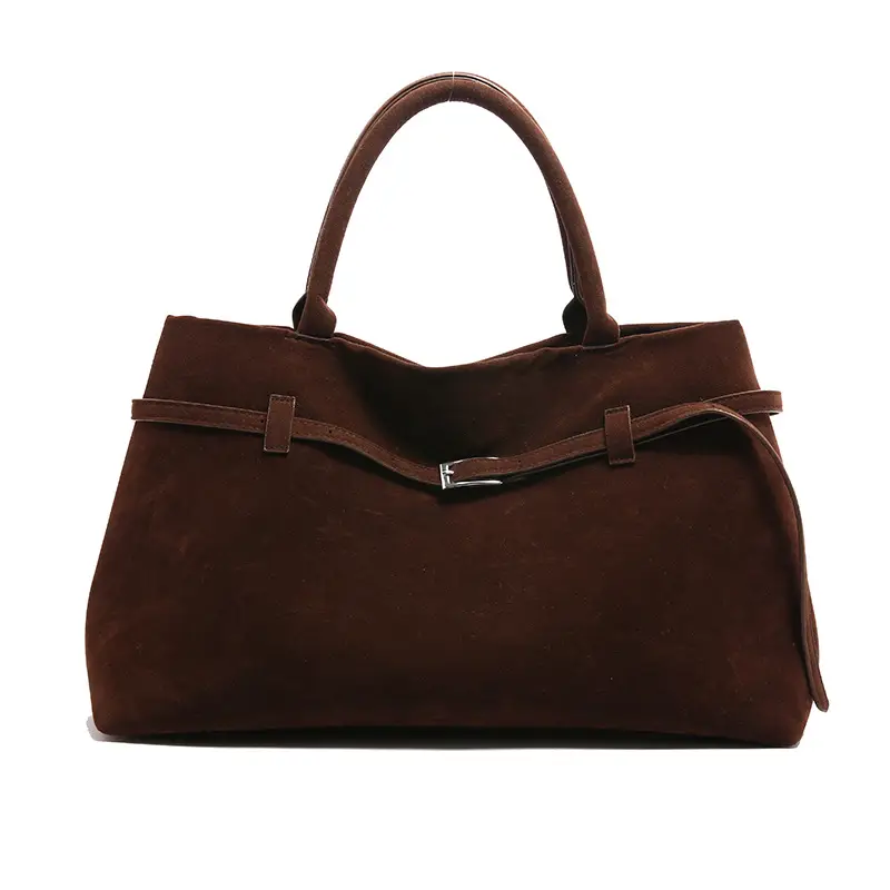 Women Vintage Frosted Leather Tote Bag Brown 2024