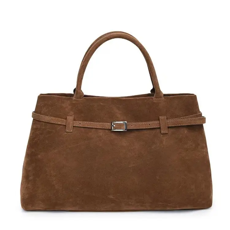 Women Vintage Frosted Leather Tote Bag Brown 2024 - Image 4