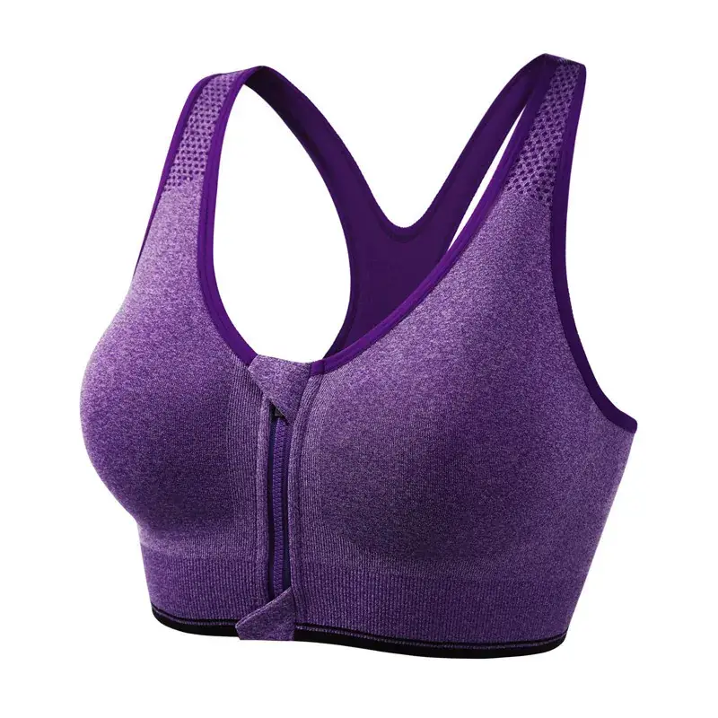 Wire-Free Front Zipper Yoga Sports Bra Multi Color - Image 2