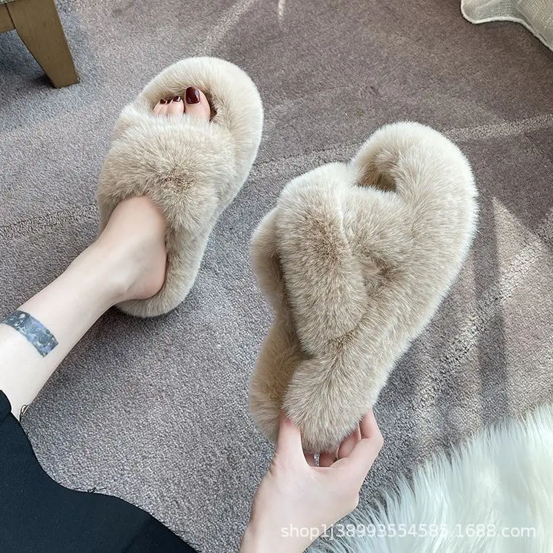 Mao Mao Women's Slippers Wear 2024 New Korean-style Ins Fashionable Shoes Autumn and Winter 2024 Thick-soled Cotton Slippers Four Seasons
