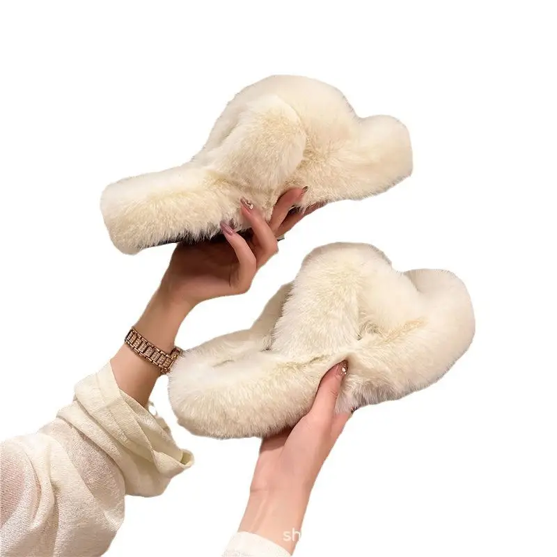 Mao Mao Women's Slippers Wear 2024 New Korean-style Ins Fashionable Shoes Autumn and Winter 2024 Thick-soled Cotton Slippers Four Seasons