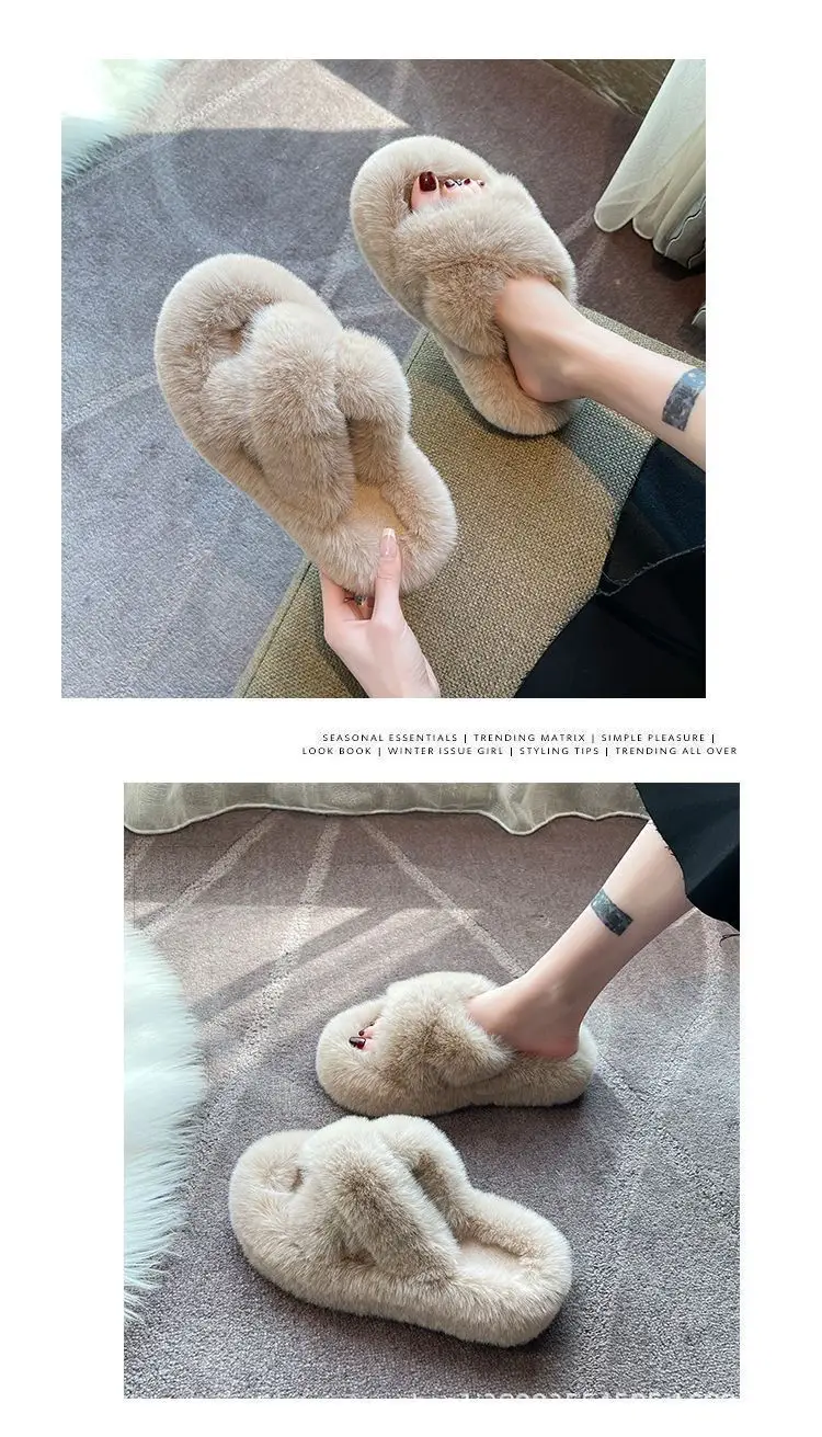 Mao Mao Women's Slippers Wear 2024 New Korean-style Ins Fashionable Shoes Autumn and Winter 2024 Thick-soled Cotton Slippers Four Seasons — feature 10