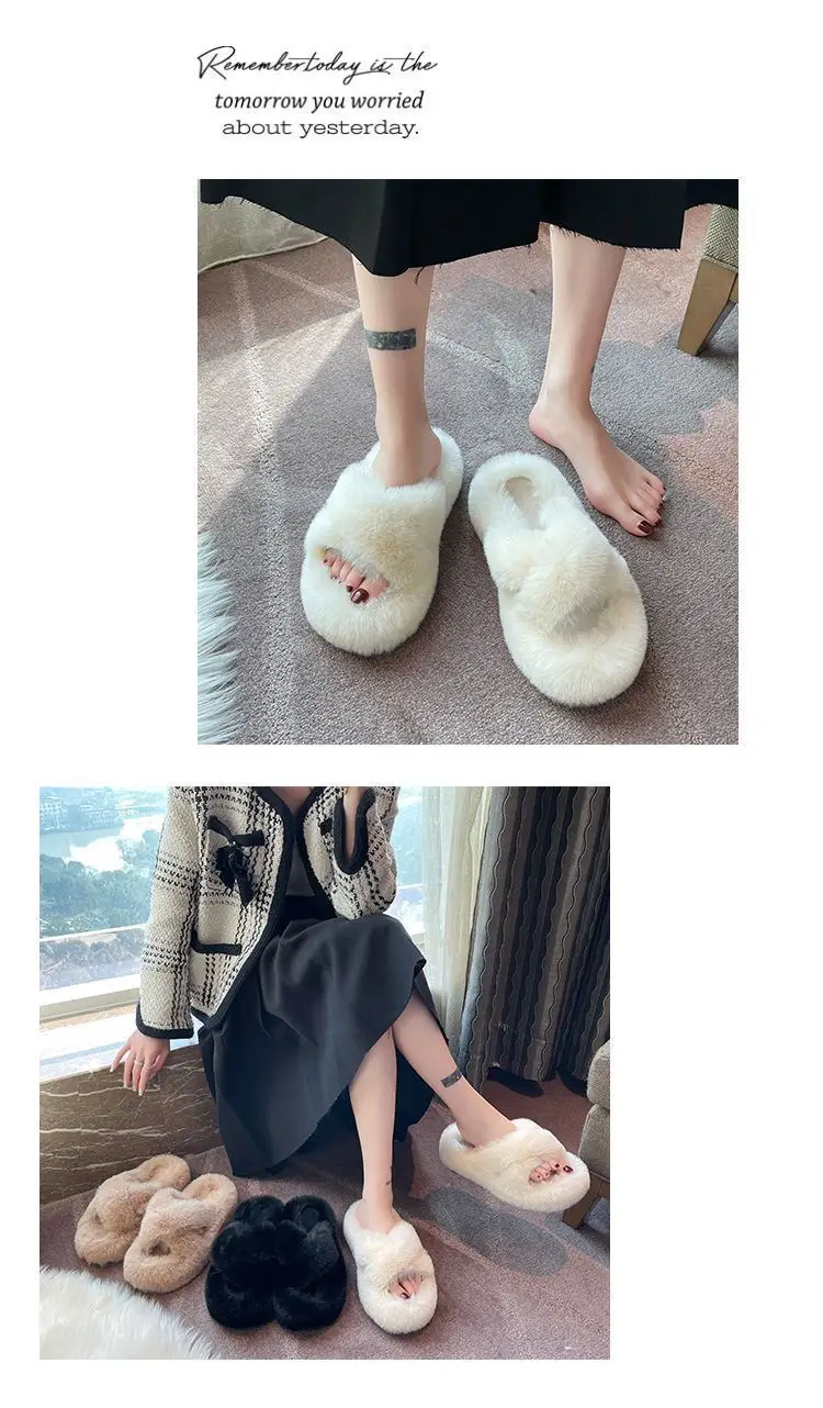 Mao Mao Women's Slippers Wear 2024 New Korean-style Ins Fashionable Shoes Autumn and Winter 2024 Thick-soled Cotton Slippers Four Seasons — feature 13