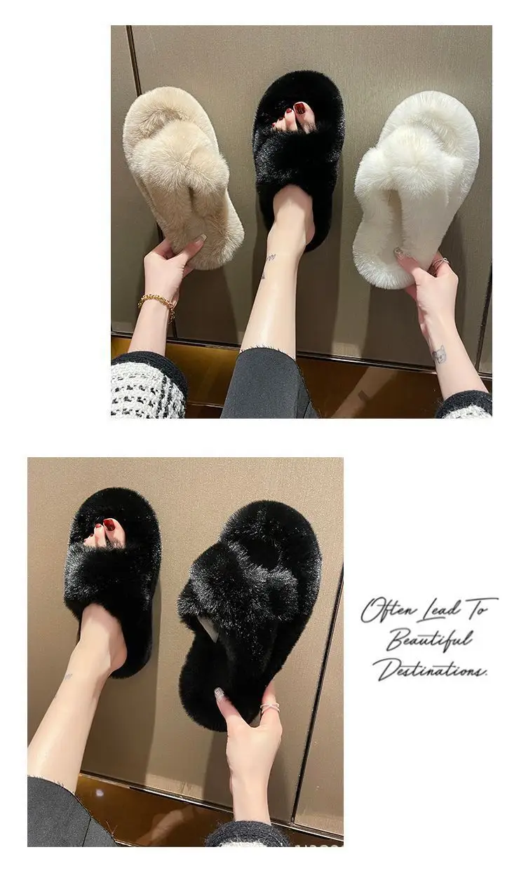 Mao Mao Women's Slippers Wear 2024 New Korean-style Ins Fashionable Shoes Autumn and Winter 2024 Thick-soled Cotton Slippers Four Seasons — feature 14