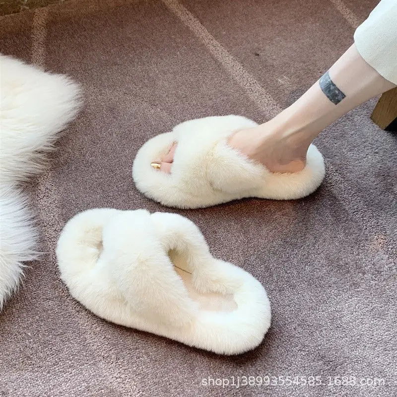 Mao Mao Women's Slippers Wear 2024 New Korean-style Ins Fashionable Shoes Autumn and Winter 2024 Thick-soled Cotton Slippers Four Seasons