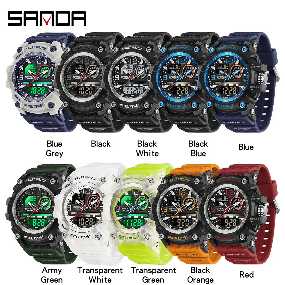 Sanda Black Military Style Multifunctional Sports Watch for Youth - Image 39