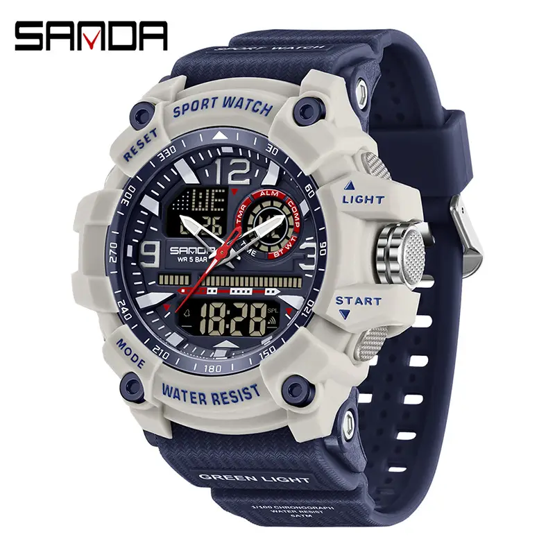 Sanda Black Military Style Multifunctional Sports Watch for Youth - Image 40