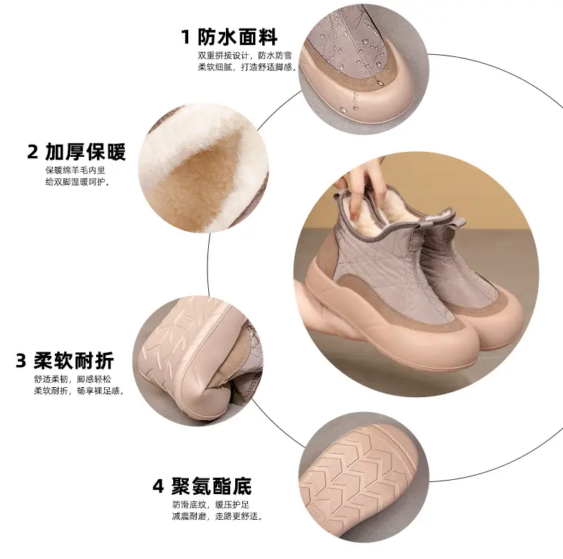 2025 New Winter Old Beijing Women's Cotton Shoes Sheep Wool Fleece-Lined Warm Mother's Shoes Thick-Soled Slip-On Snow Boots — feature 5
