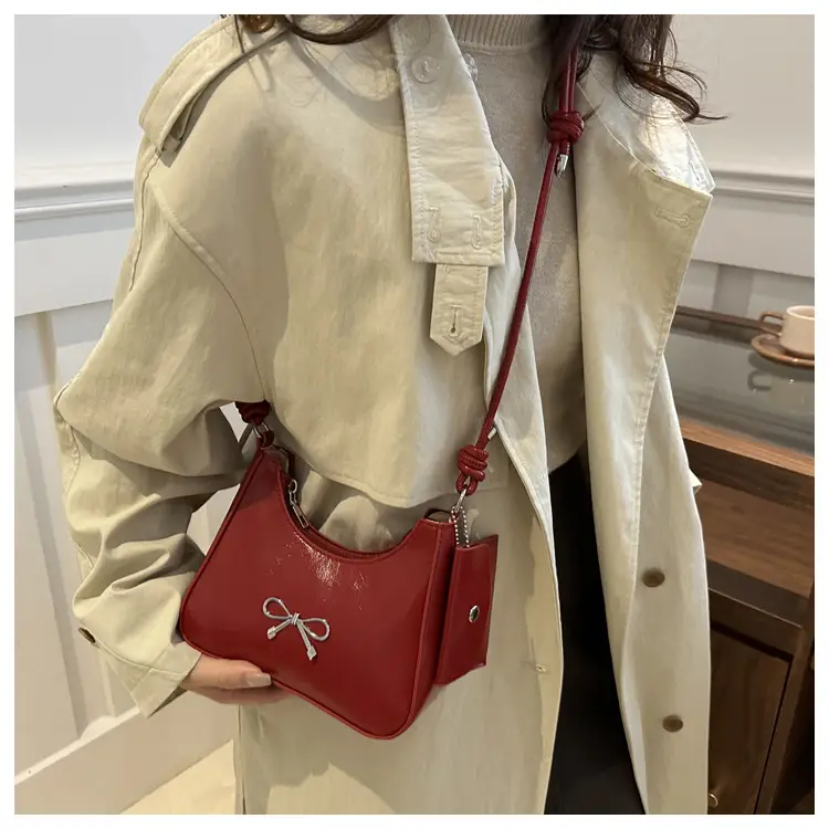 Black Bow Patent Leather Shoulder Bag for Women — feature 18