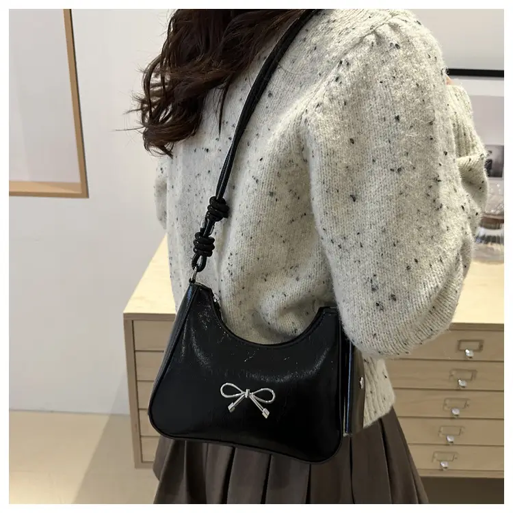 Black Bow Patent Leather Shoulder Bag for Women — feature 20