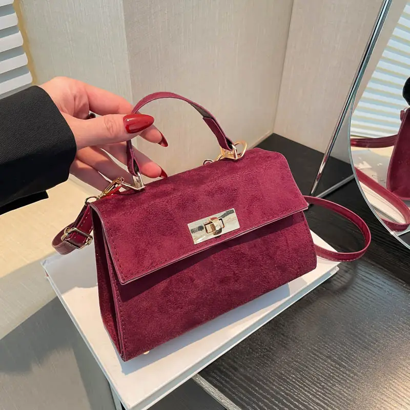 Black Velvet Crossbody Bag for Women 2024 Winter