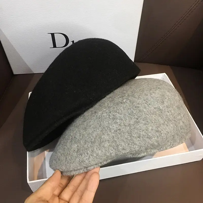 Women Woolen Beret Hat Black Brown Winter Warm Cap