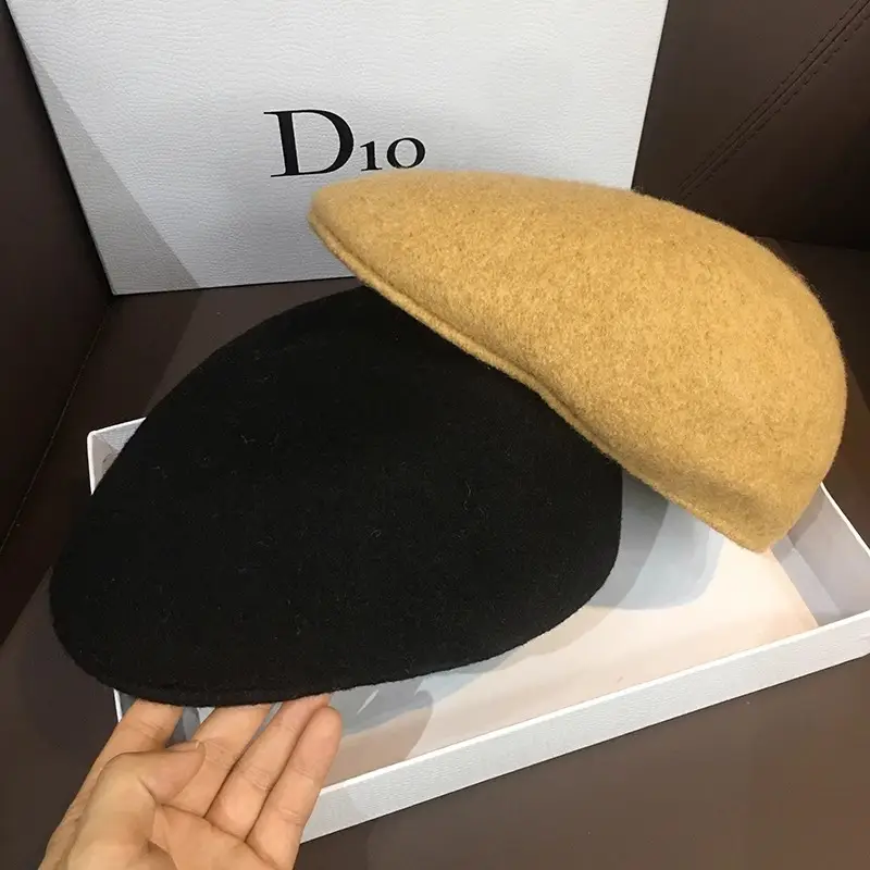 Women Woolen Beret Hat Black Brown Winter Warm Cap