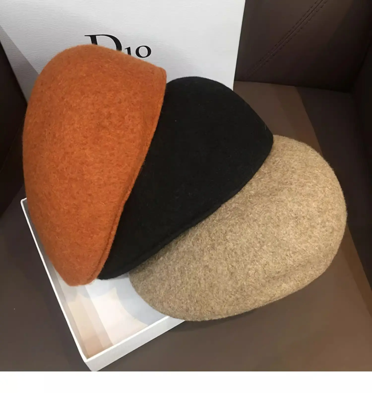 Women Woolen Beret Hat Black Brown Winter Warm Cap — feature 3