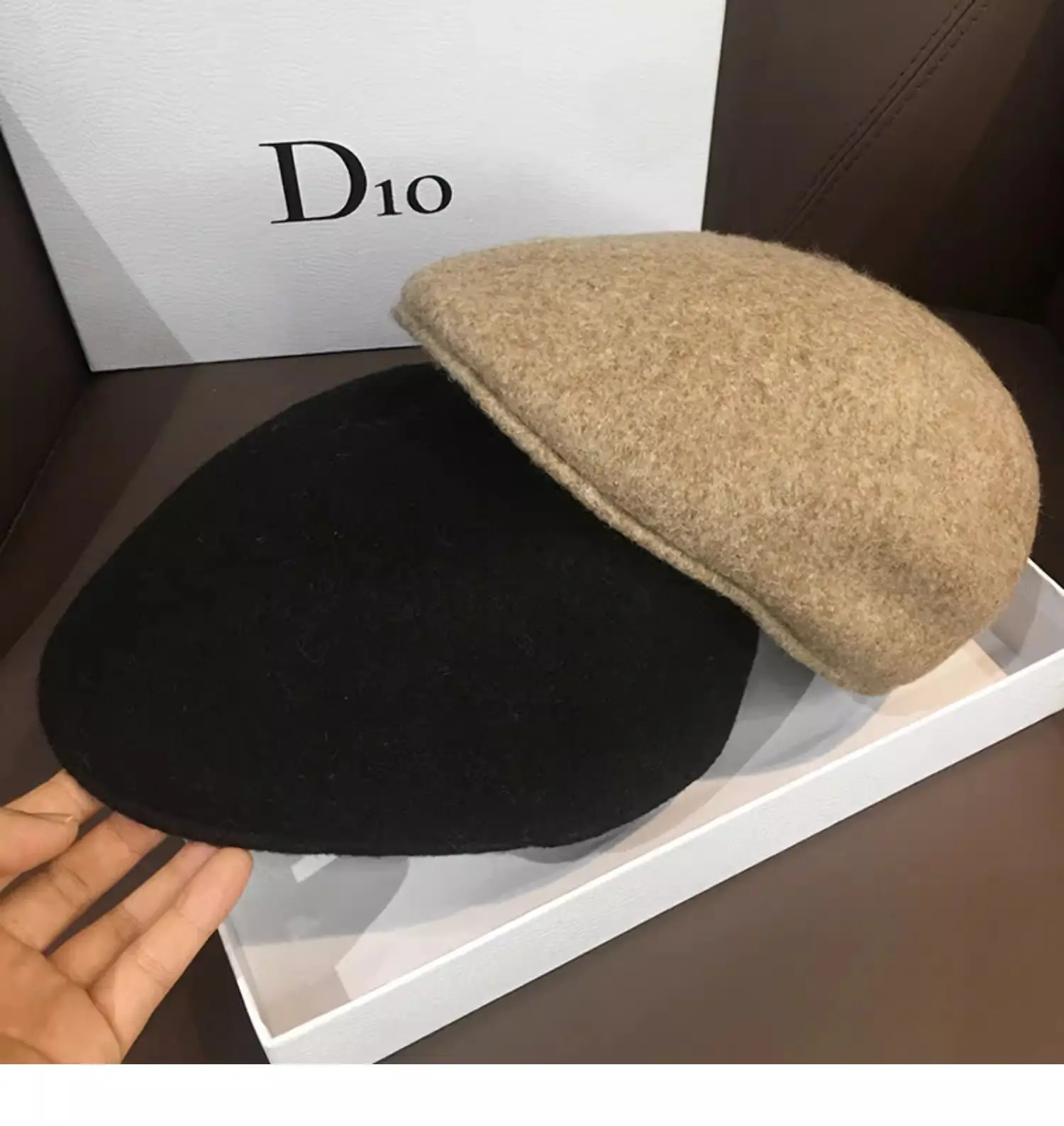 Women Woolen Beret Hat Black Brown Winter Warm Cap — feature 4