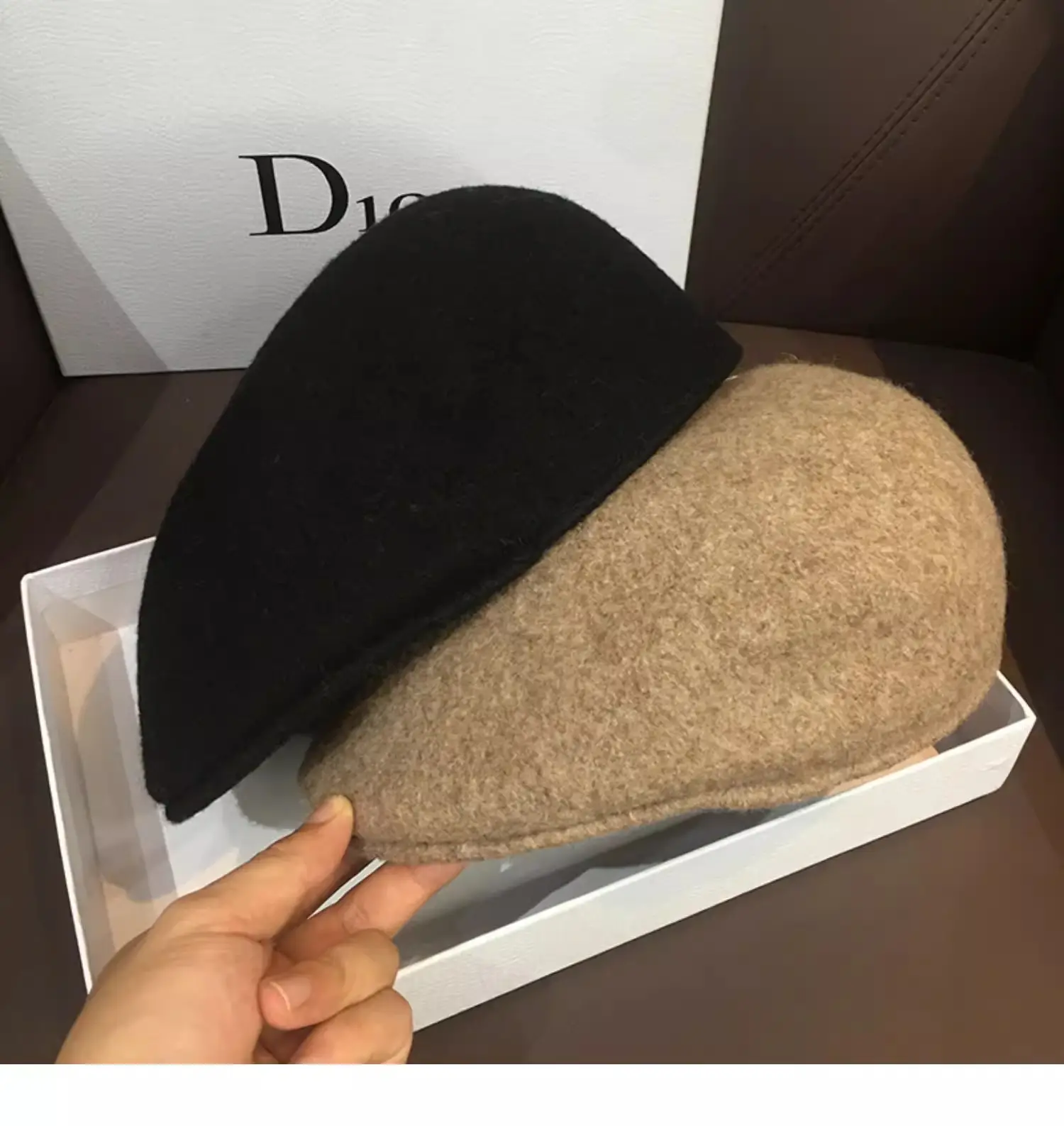 Women Woolen Beret Hat Black Brown Winter Warm Cap — feature 5