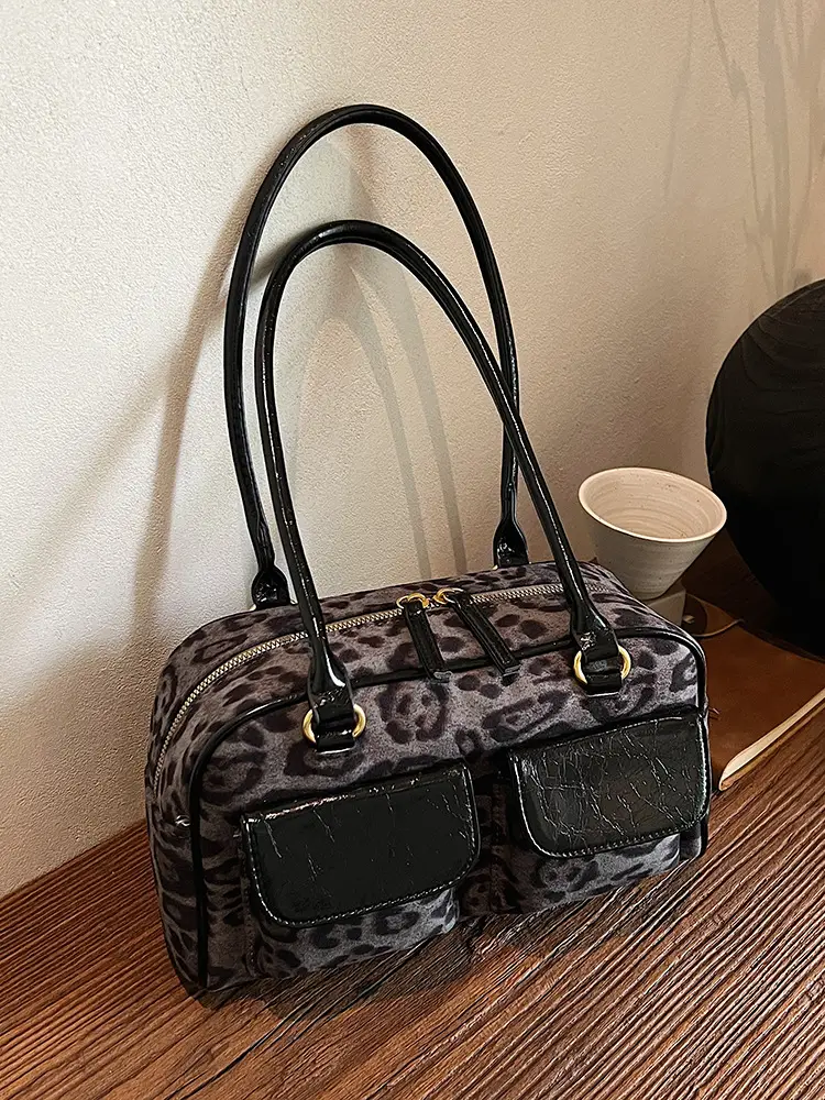 Leopard Print Suede Shoulder Bag Women 2024 - Image 3