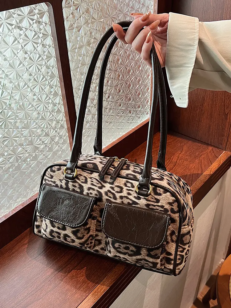 Leopard Print Suede Shoulder Bag Women 2024 - Image 4