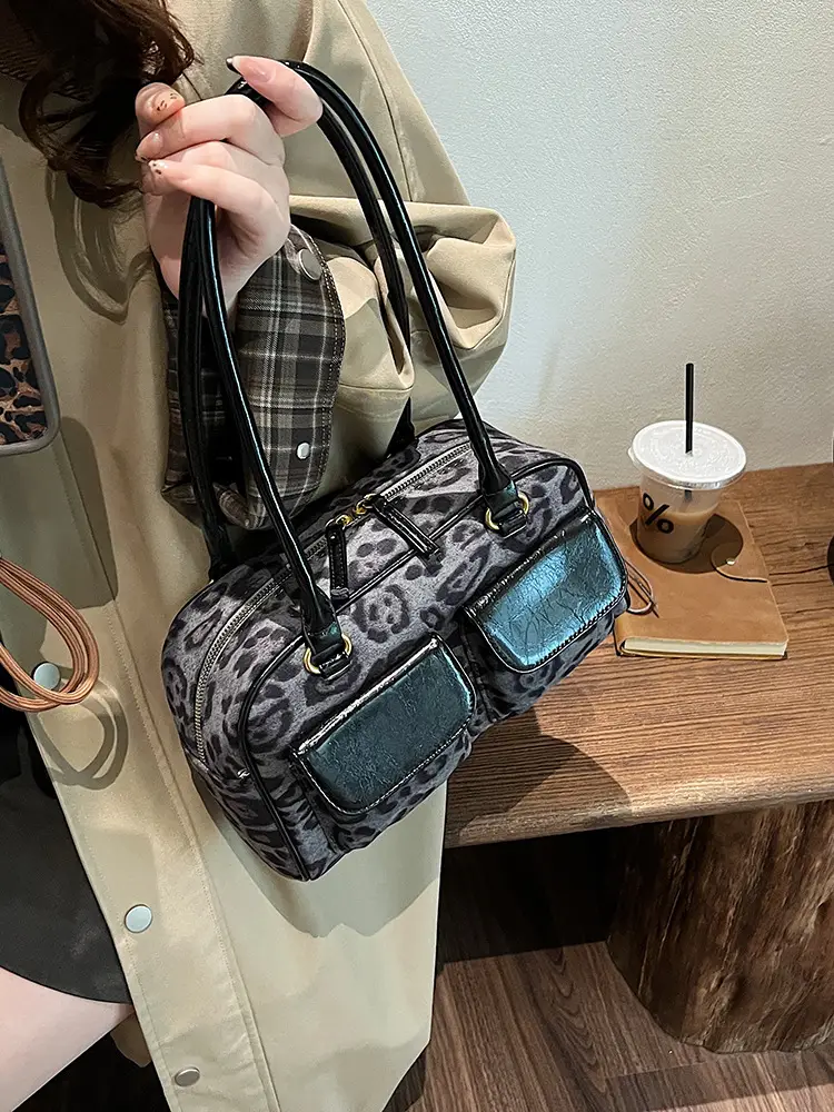 Leopard Print Suede Shoulder Bag Women 2024 - Image 5