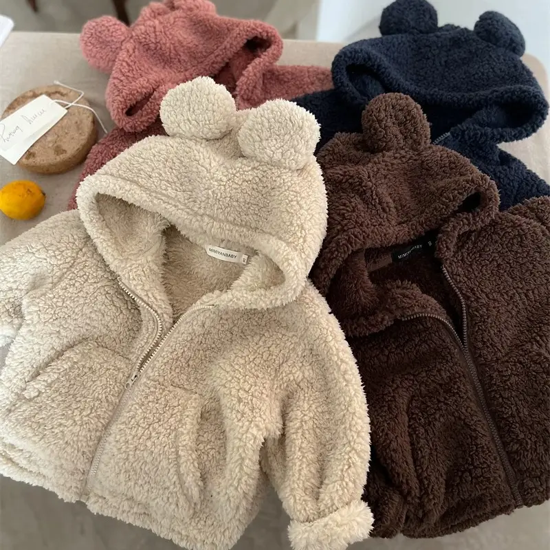 Korean Style Kidsren's Tops, Autumn and Winter Styles for Boys and Girls, Velvet Sweater Jackets, Baby Solid Color Zipper Shirts, Trendy Models in Stock