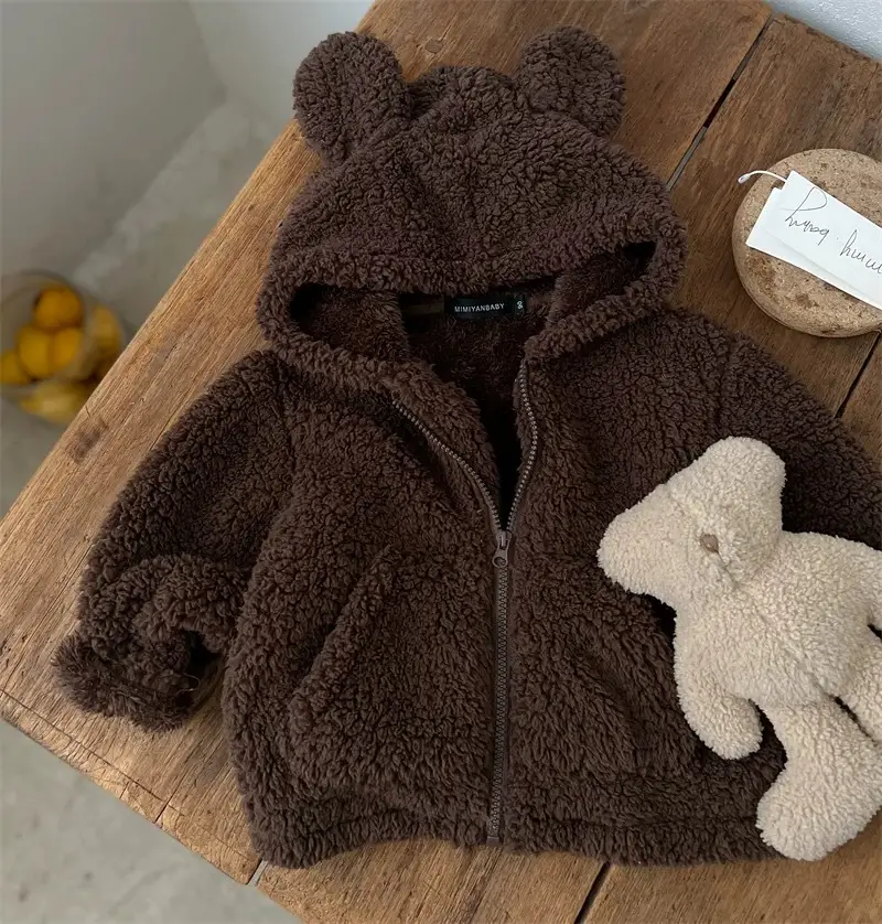 Korean Style Kidsren's Tops, Autumn and Winter Styles for Boys and Girls, Velvet Sweater Jackets, Baby Solid Color Zipper Shirts, Trendy Models in Stock — feature 3