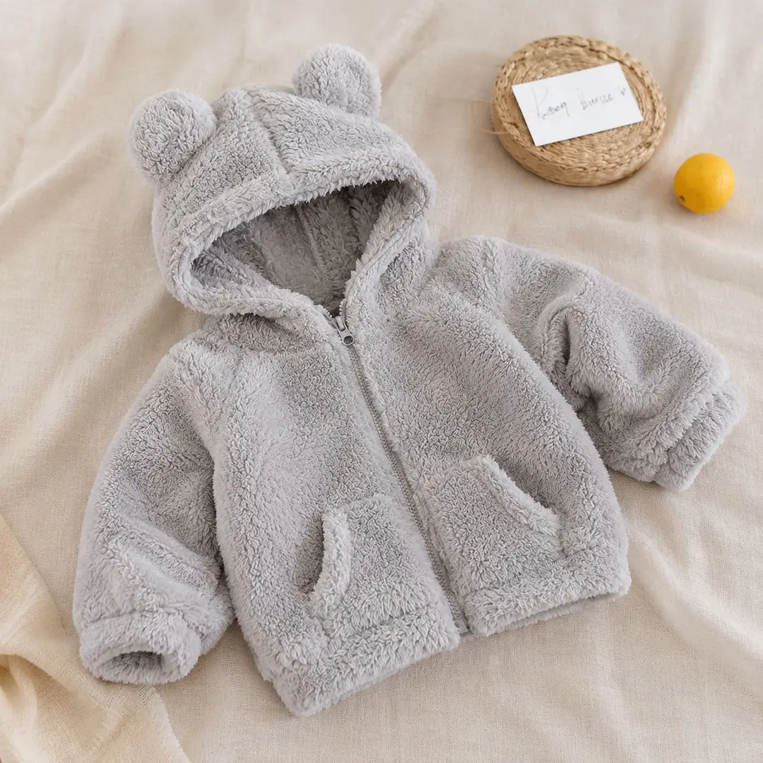 Korean Style Kidsren's Tops, Autumn and Winter Styles for Boys and Girls, Velvet Sweater Jackets, Baby Solid Color Zipper Shirts, Trendy Models in Stock — feature 9