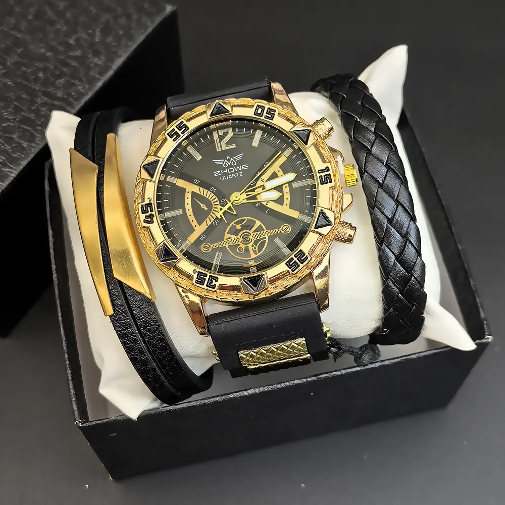 Men's Advanced Sense Quartz Wrist Watch Black Strap — feature 6