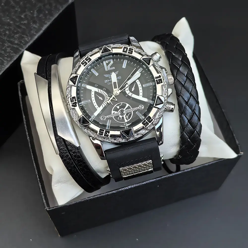 Men's Advanced Sense Quartz Wrist Watch Black Strap — feature 9