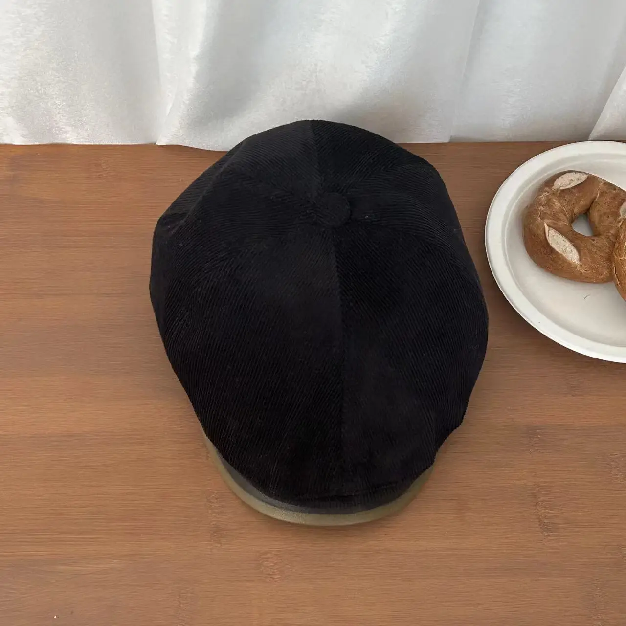 Japanese Retro Corduroy Cap Brown Duck Tongue Female