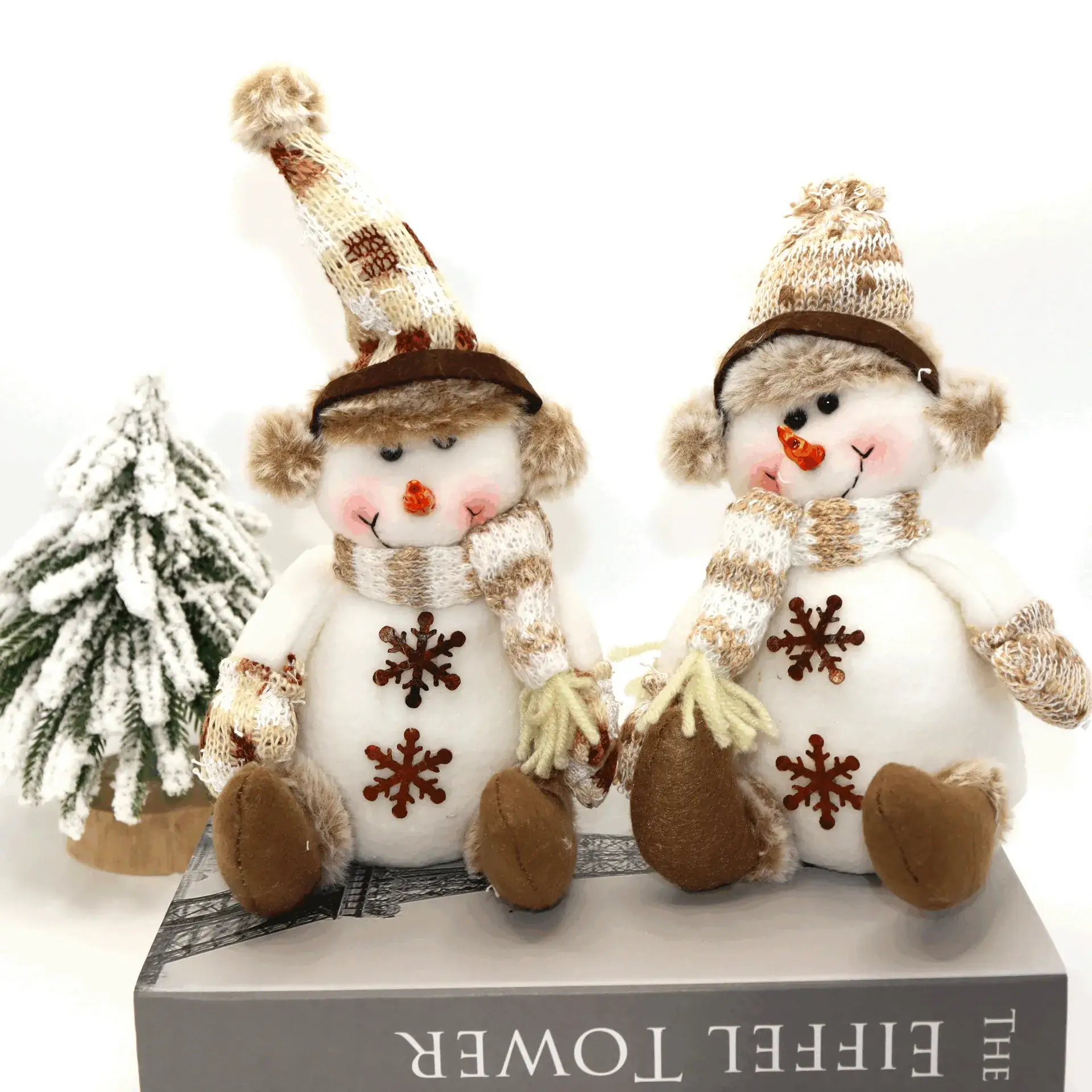 Christmas Snowman Dolls New Warm Brown Knitted Living Room Decor