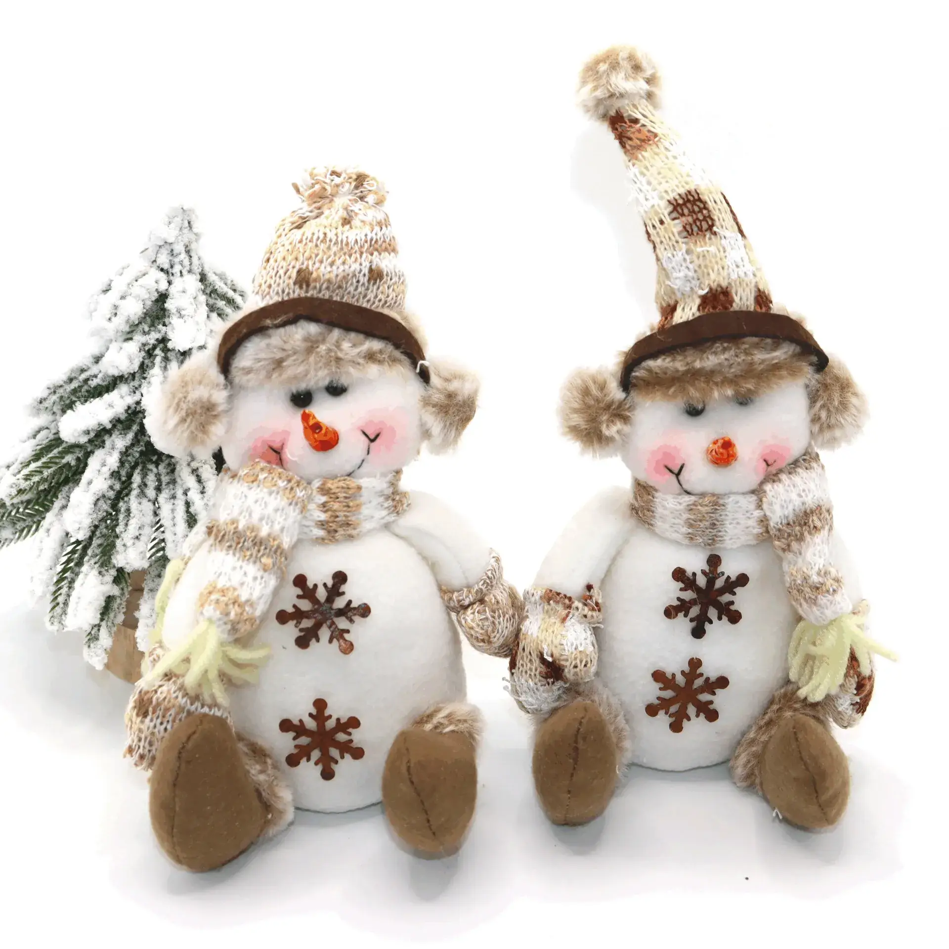 Christmas Snowman Dolls New Warm Brown Knitted Living Room Decor