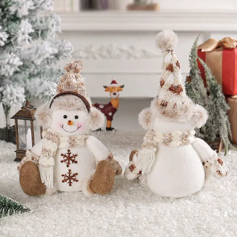 Christmas Snowman Dolls New Warm Brown Knitted Living Room Decor