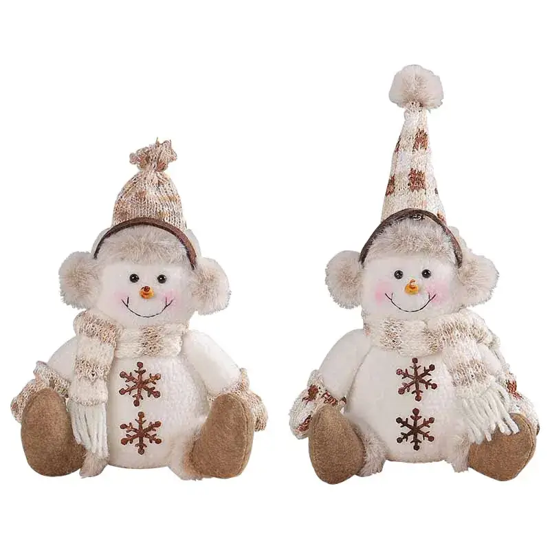 Christmas Snowman Dolls New Warm Brown Knitted Living Room Decor