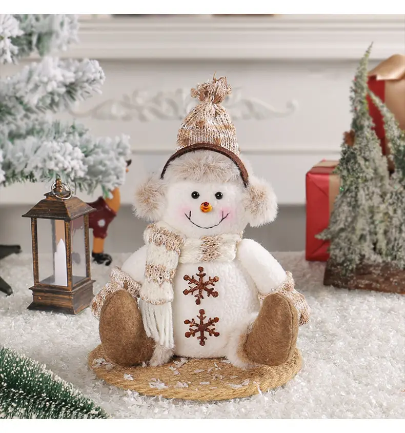 Christmas Snowman Dolls New Warm Brown Knitted Living Room Decor — feature 10