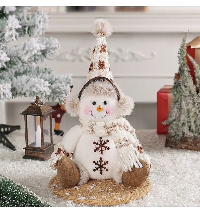Christmas Snowman Dolls New Warm Brown Knitted Living Room Decor — feature 11