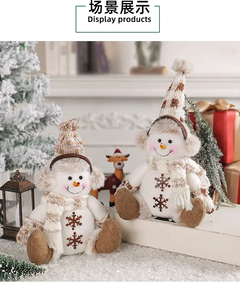 Christmas Snowman Dolls New Warm Brown Knitted Living Room Decor — feature 7